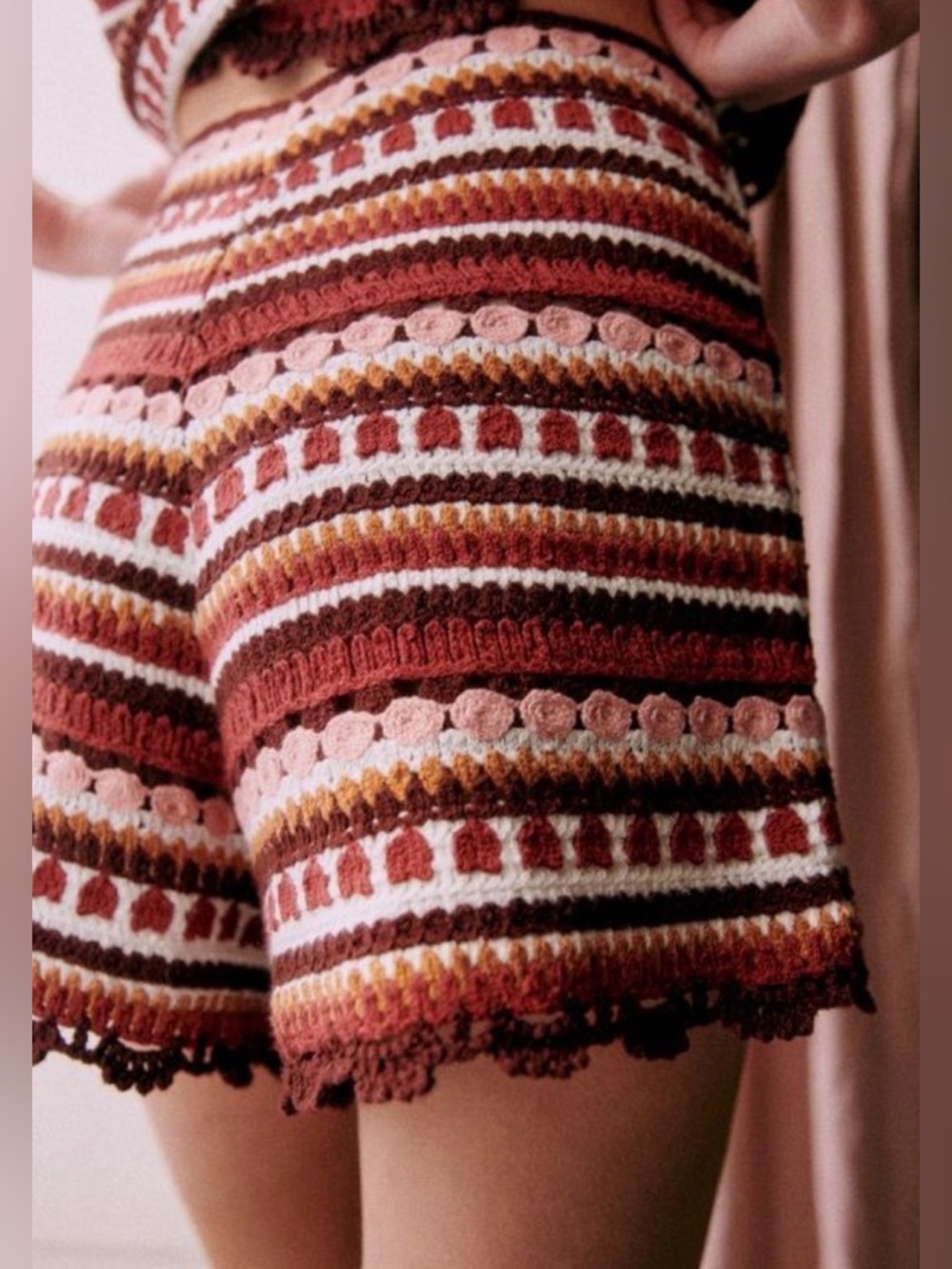 Sézane Peyo crochet shorts, organic cotton, multico, XS
